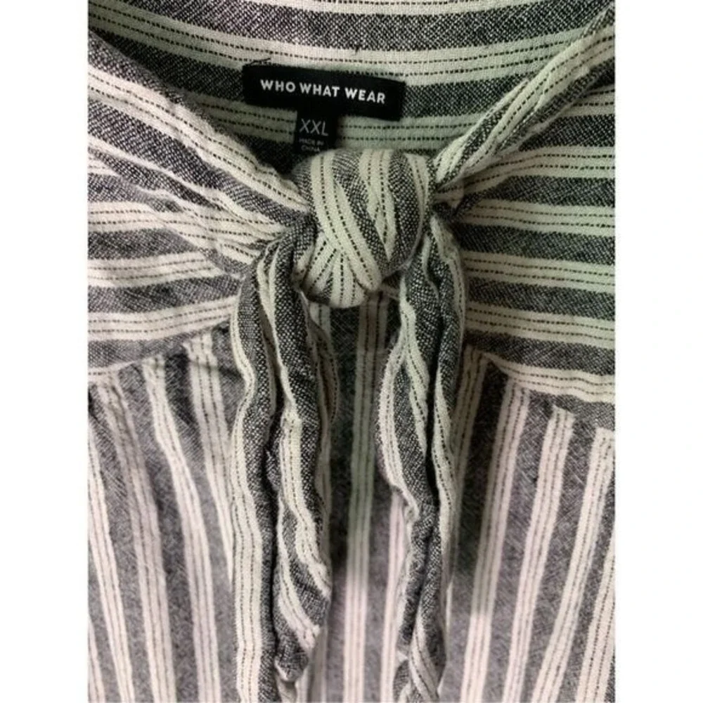 Who What Wear‎ Women Babydoll Striped Linen Blend Midi Dress Size XXL Pockets - Picture 14 of 16